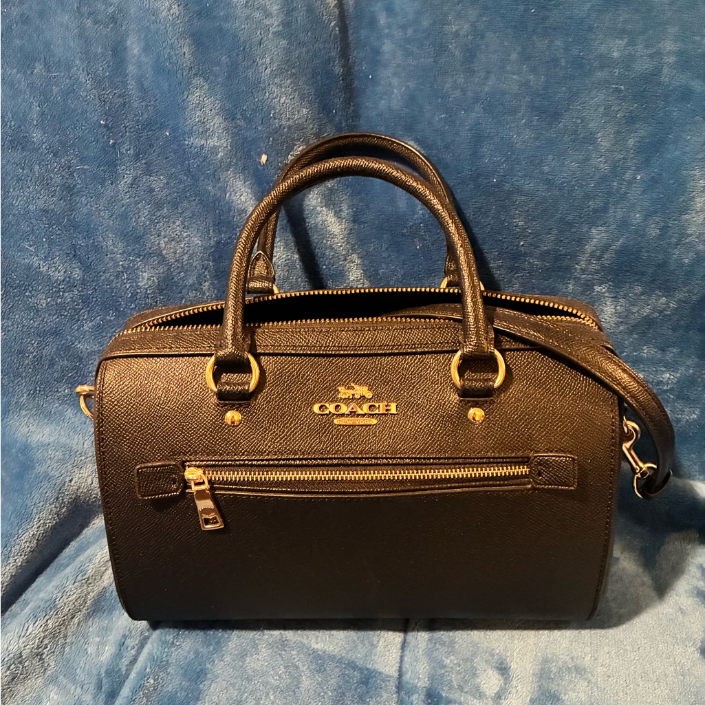 Coach Midnight Black Satchel Rowan Goldstone Hardware Like New